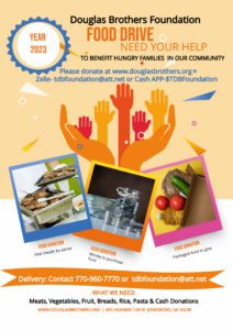 A flyer for the douglas brother foundation food drive.